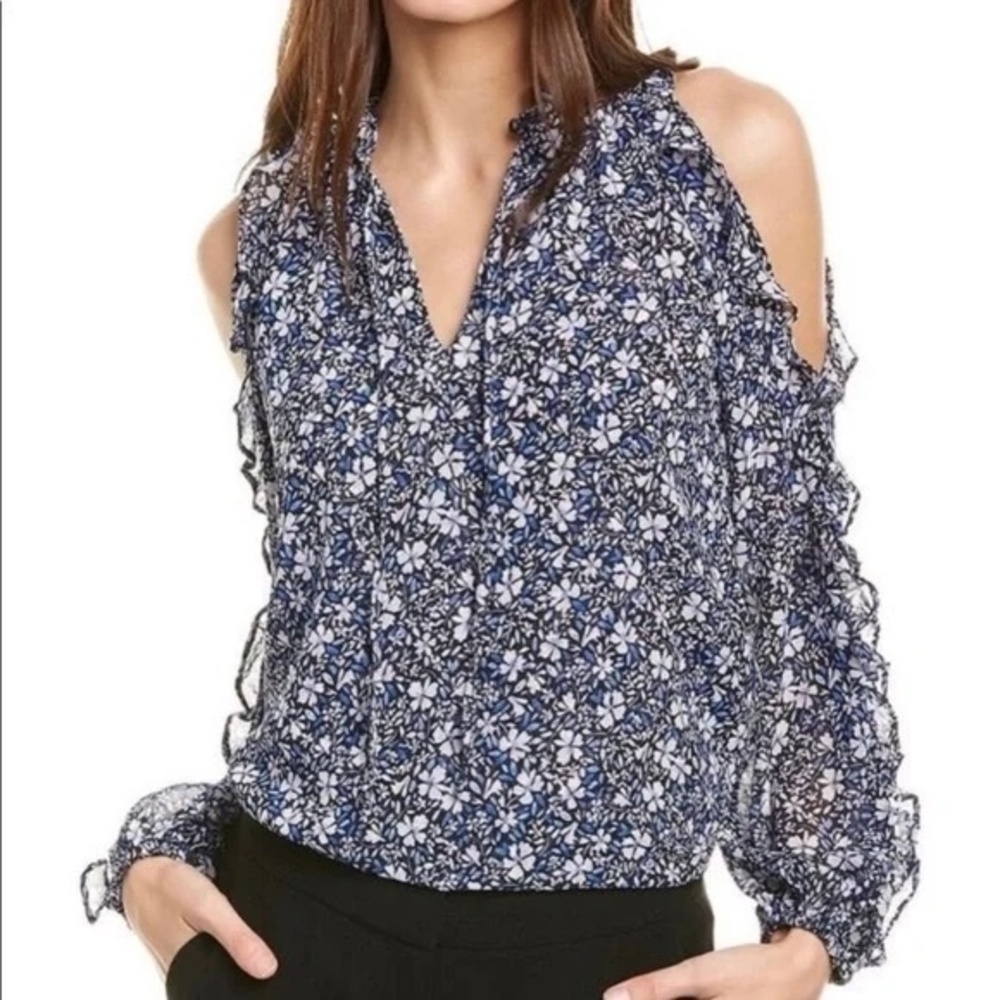 Nordstrom's brand 1.State Chateau Floral Cold-Shoulder Ruffle Sleeves Blouse 3X